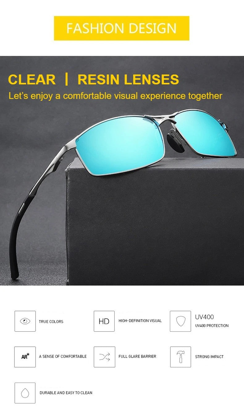 Óculos de Sol Polarizados com Armação de Metal e Lentes Fotocromáticas, Visão Noturna, Adequados para Esportes, Ciclismo, Pesca, Condução e Acampamento