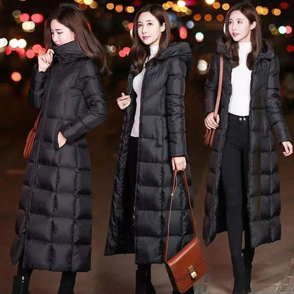 Women Autumn Winter Cotton Coat Korean Loose Long Cotton Padded Jacket Warm Thicken Hooded Parkas Coat 2025 New Women Outwear
