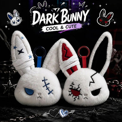 Gothic Bunny Plush Keychain Rabbit Bag Charm Bandage Rabbit Pendant Dark Horror Bunny Doll Keyring Bag Charm Halloween Gifts