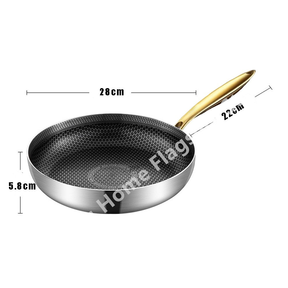 316 Stainless Steel Frying Pan Wok Non-stick Honeycomb Pot Home Steak skillet Gas Stove Induction Saucepan Kitchen Cookware 30cm