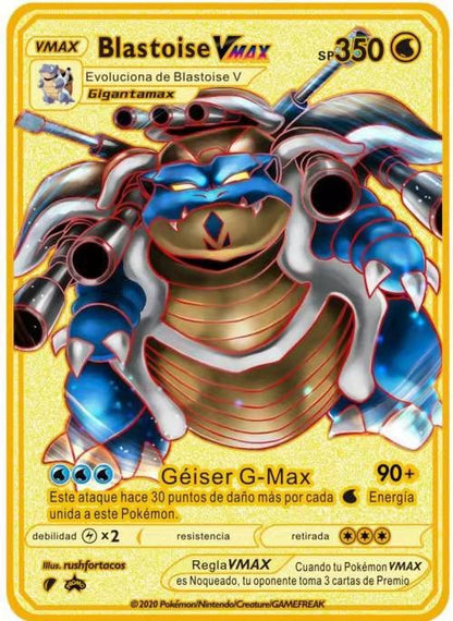 Pokemon English Metal Card Anime Pikachu Charizard Mewtwo Blastoise  Vmax Shiny Letters Game Collection Card Kids Toy Gifts