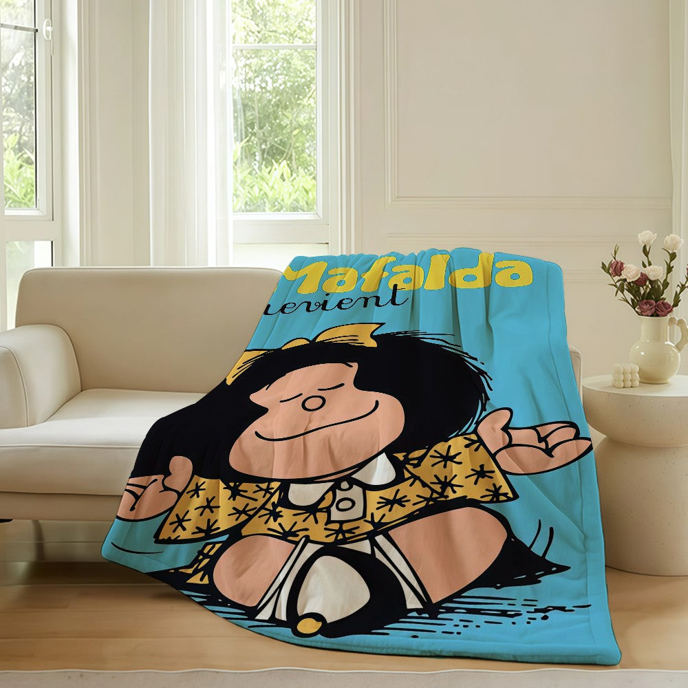 Cartoon cute Mafaldas World Blanket For Sofa Office Bed Plane Travel Sleep Read Relax Camping Soft And Warm