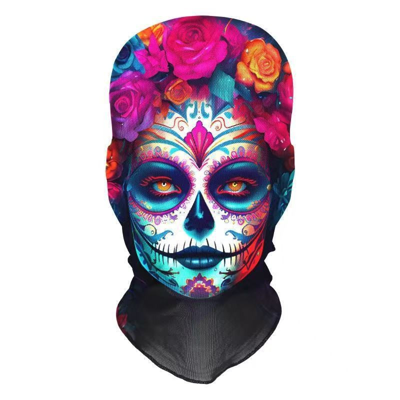 Halloween Terror Masks 3D Printing Skull Pattern Elastic Mesh Face Mask Funny Party Cosplay Props Balaclava Breathable Headcover