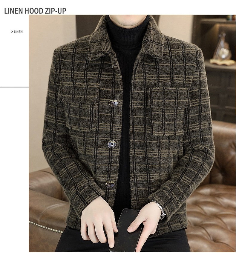2023 Winter Plaid Woolen Jackets Men Fashion Slim Fit Thickened and Warm Trench Coat Casual Business Streetwear Overcoat M-4XL