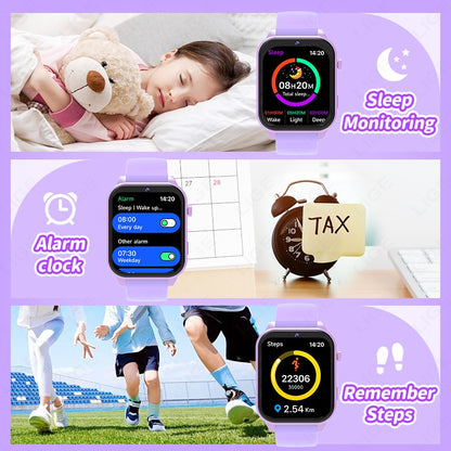 2025 New Children Smart Watch Alarm Clock LED Flashlight Waterproof Kid Watches HD Camera Take Photo Puzzle Game Smartwatch Girl