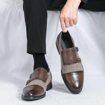 Spring Italian Double Button Loafers High-quality Blue Leather Shoes for Men Men Leather Shoes Patent Mens Wedding Dress Shoes