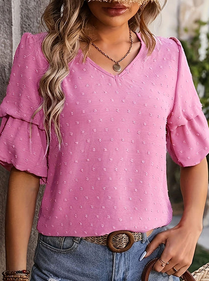 Pink Women's plus size shirt summer chic elegant shirt casual women's fashionable shirt Pink