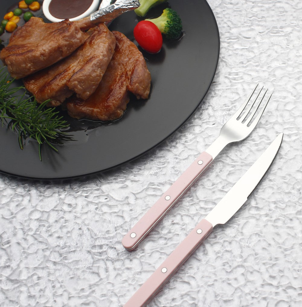 Conjuntos de Talheres de Design Moderno Espelhamento Superior Aço Inoxidável 18/8(304) Cabo ABS com Rebites Jogo de Talheres para Cozinha