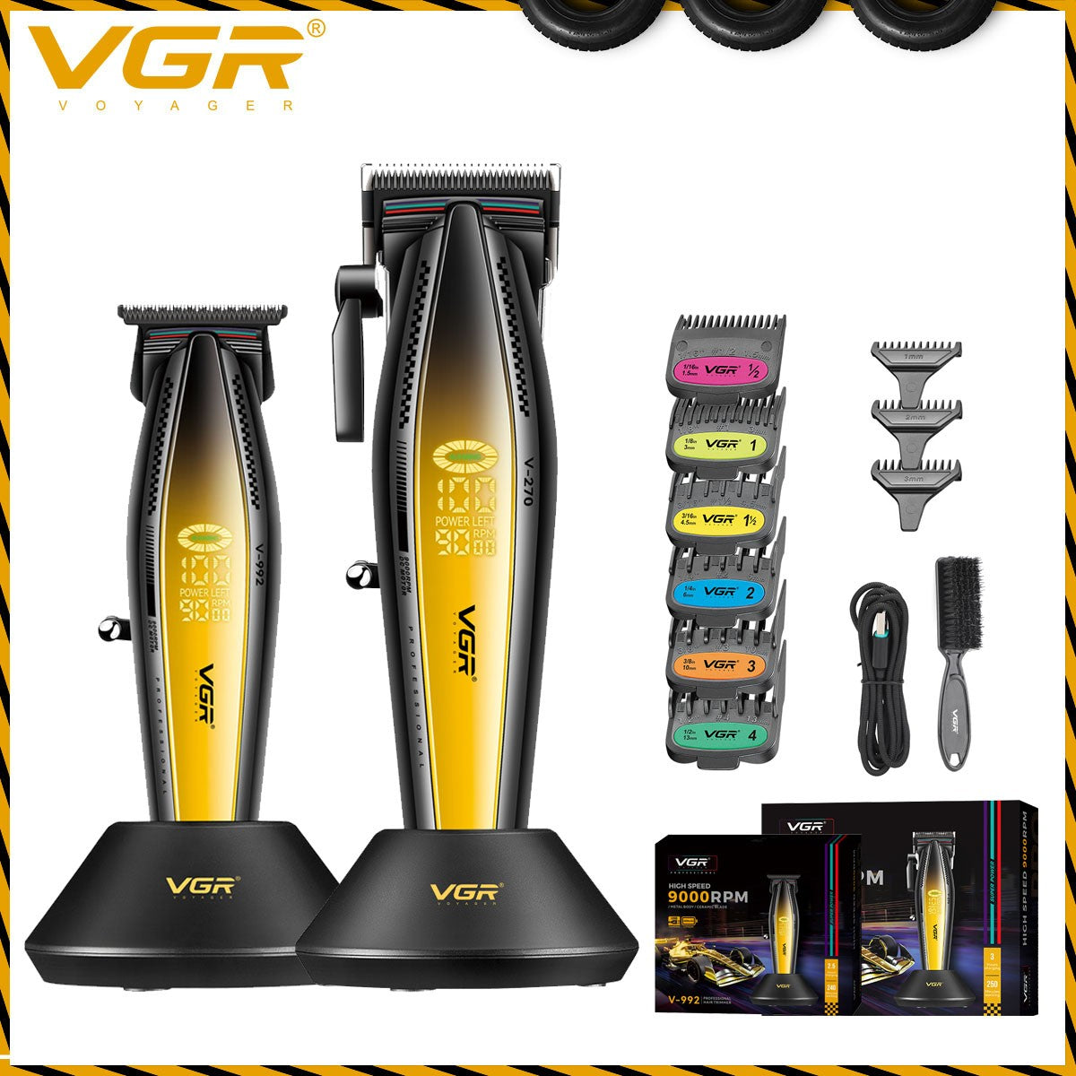 VGR Hair Trimmer Professional Electric Trimmers Hair Cutting Machine Cordless Adjustable Clippers Hair Trimmer for Men V-992 270