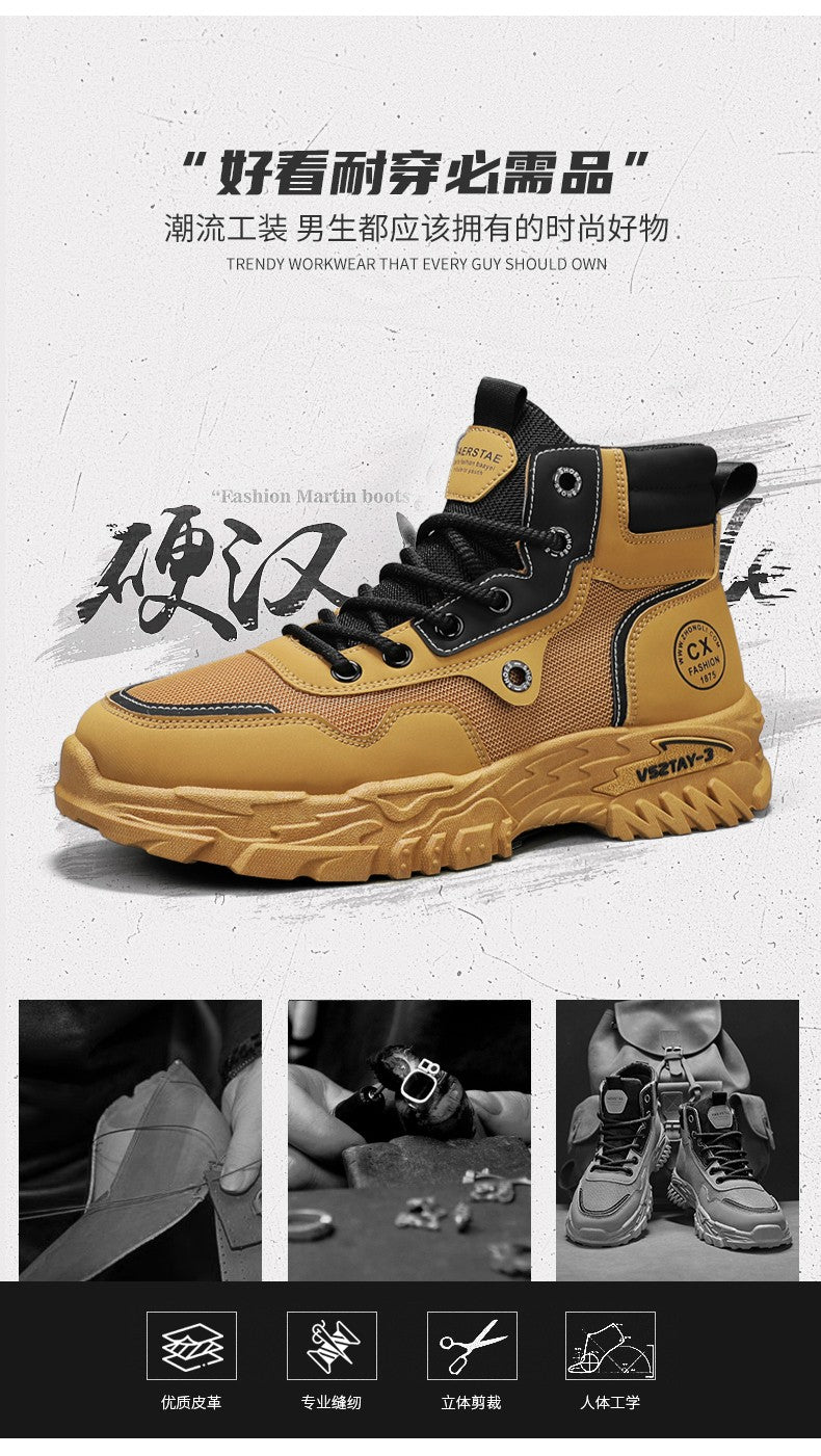 Botas de trabalho masculinas de inverno com cadarço, sapatos masculinos quentes de segurança, plataforma, tamanho 44, promoção, designer, antiderrapante, moda