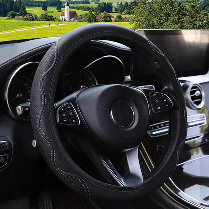 1 capa de volante de couro tipo mão de massagem estéreo em relevo sem anel interno para automóveis, cabe 14,5-15 polegadas