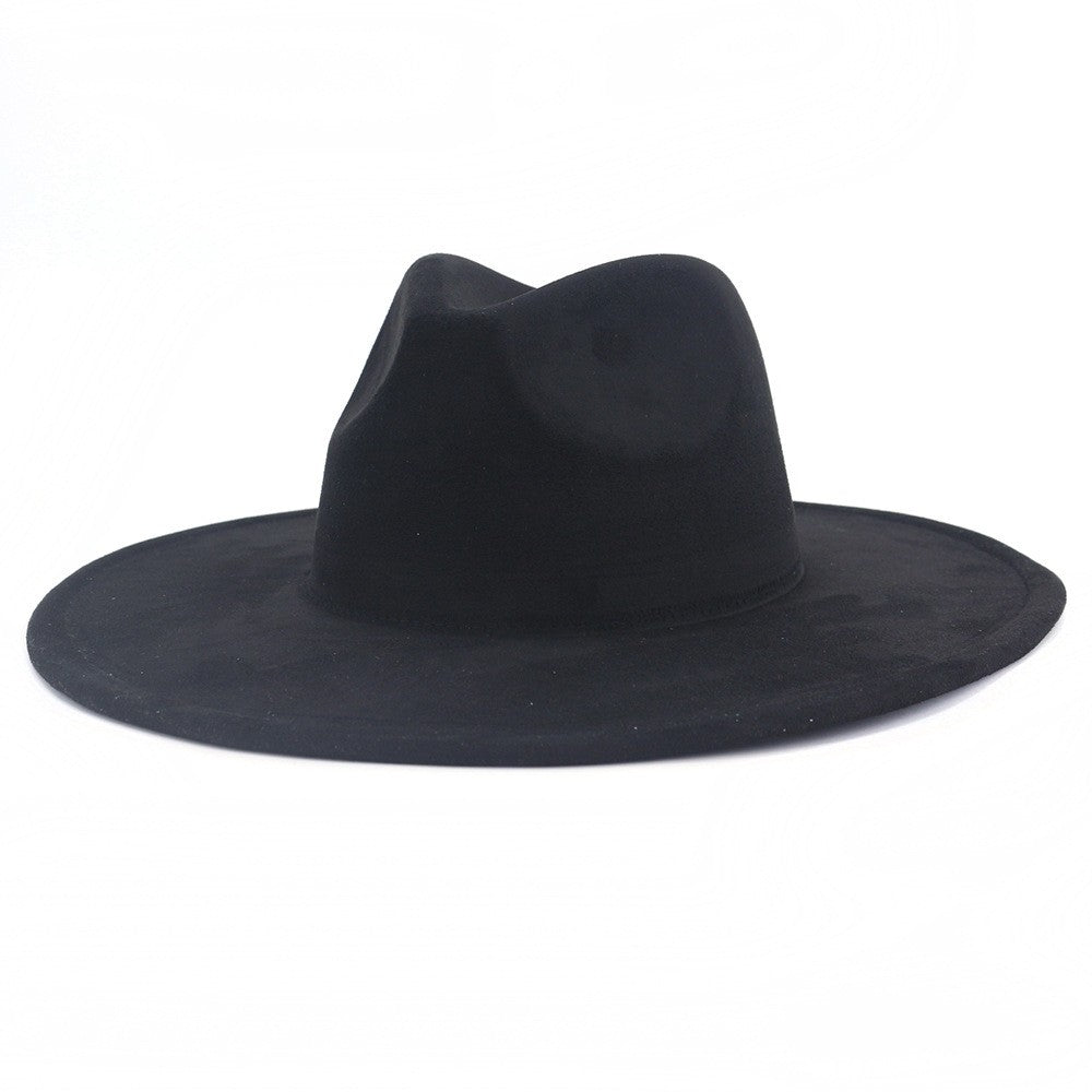 9.5 CM Big Brim Jazz Fedora Hats Men Suede Fabric Heart Top Felt Cap Women Luxury Designer Brand Party Green Fascinator Hats