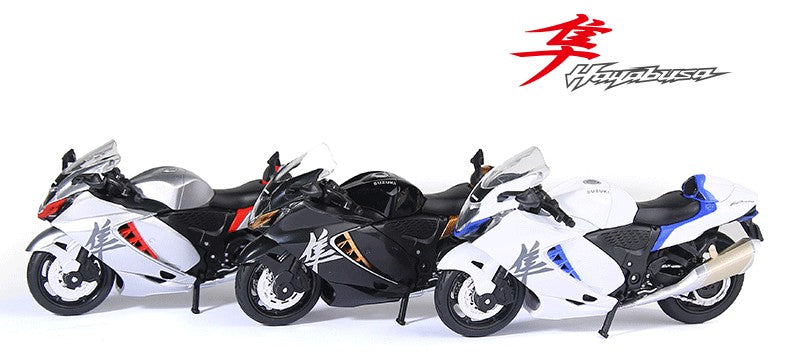 1:18 Hayabusa R1 GSX1000R CBR1000RR Modelos de Miniaturas de Motocicletas Brinquedo de Liga Fundido Direção da Roda Dianteira com Amortecimento Presentes