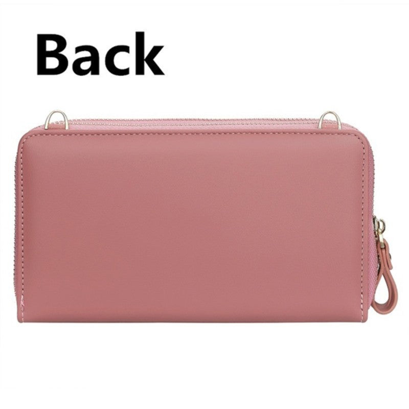Women Long Wallet Korean Version Crossbody Bag Double Zipper Large Capacity Clutch Bag Shoulder Handbag Female Mobile Phone Bag