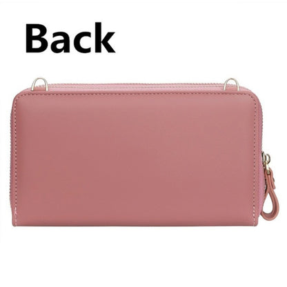 Women Long Wallet Korean Version Crossbody Bag Double Zipper Large Capacity Clutch Bag Shoulder Handbag Female Mobile Phone Bag