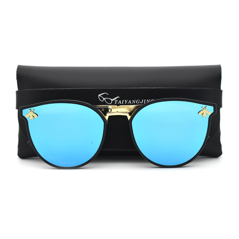 Trendy Luxury Bee Round Sunglasses For Women Men Fashion Mirror Gradient Vintage Sun Glasses Retro Driving Eyewear UV400 Oculos
