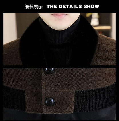 2024 Winter Woolen Jacket for Men Thick and Plush Warm Lapel Trench Coat Casual Business Wool Blends Social Streetwear Overcoat