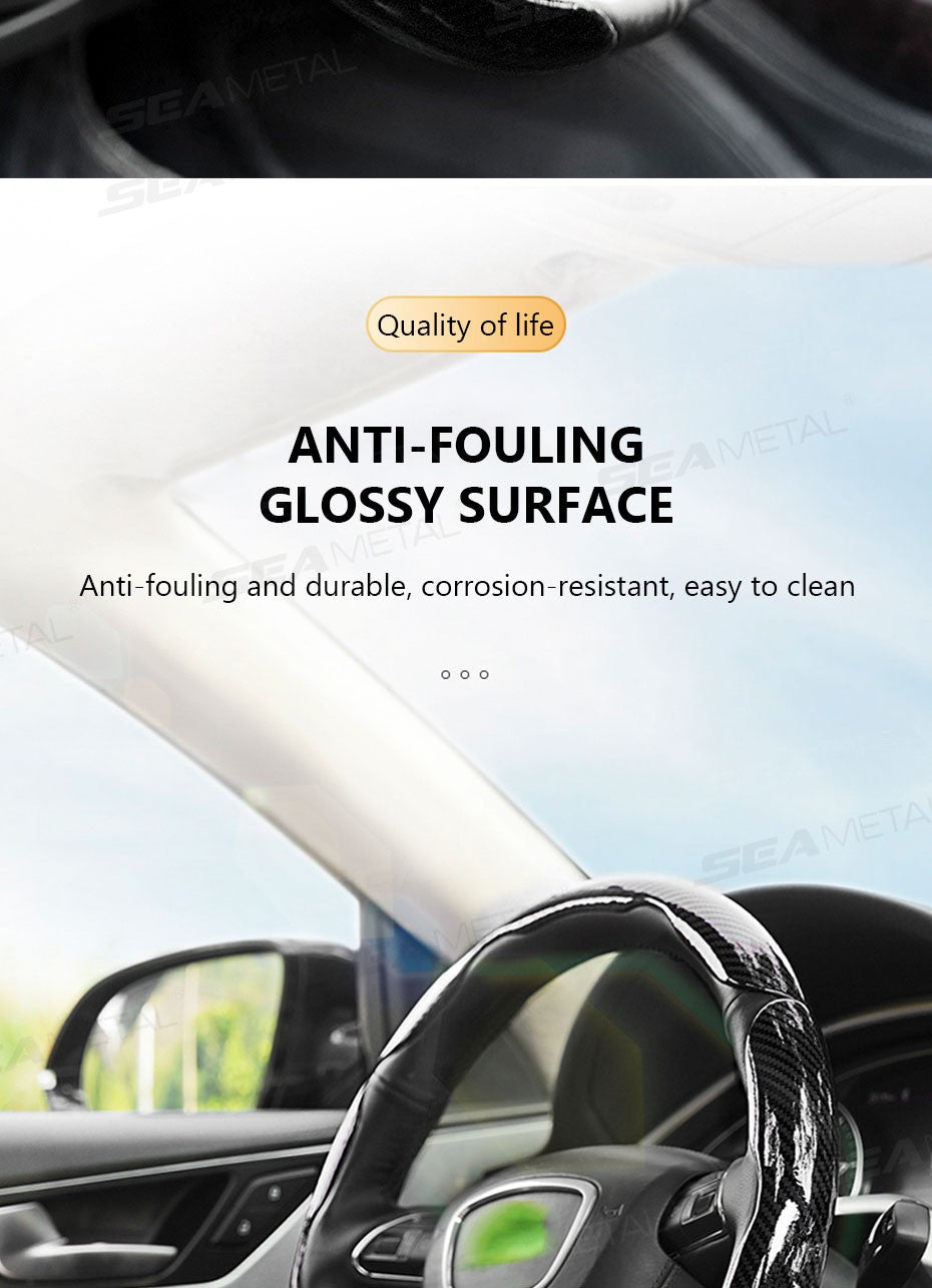 SEAMETAL 2/3Pcs Car Steering Wheel Cover Carbon Fiber Anti-Slip Steer Wheel Protector Cover 38cm Universal Car Protection Cover