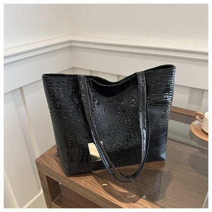 Fashion Casual Women Shoulder Bags Silver Gold Black Crocodile Handbag PU Leather Female Big Tote Bag Ladies Hand Bags Sac