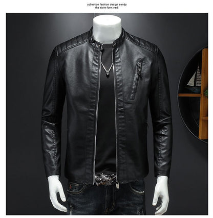 Men White Locomotive Leather Jackets Moto Biker Pu Leather Coats High Quality Male Spring Autumn Slim Leather Jackets Size 5XL
