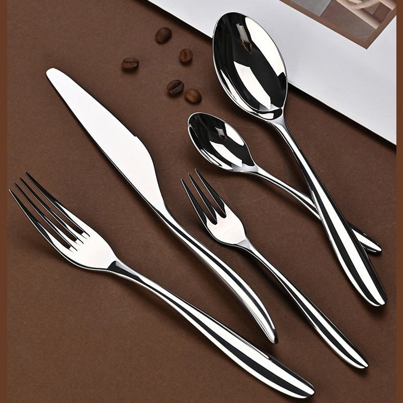 5Pcs 304 stainless steel cutlery set steak knife and fork Hotel restaurant kitchen Home commercial high-end dinnerware