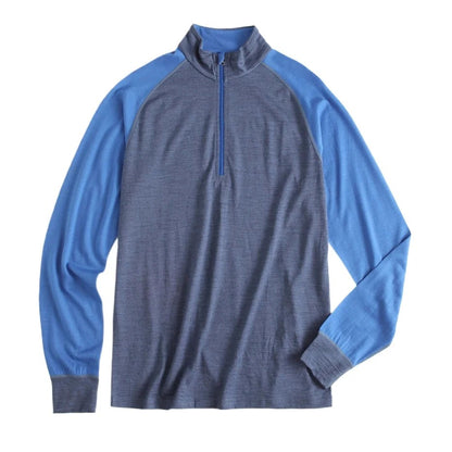 Men's 100% Merino Wool Base Layer Top 1/2 Zip Long Sleeve T Shirts Thermal Underwear Hiking Breathable Wicking Moisture 210GSM