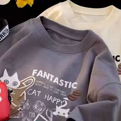 M-8XL 2025 New Summer Korean Style Fun Cartoon Print T-shirt Man Women Unisex Oversized Plus Size Tshirt Trendy Tees