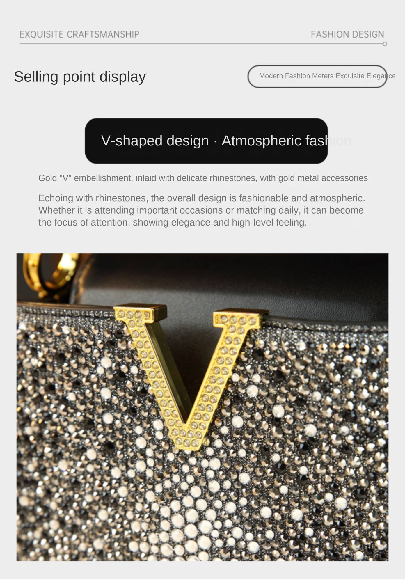 Luxury Fashion Diamonds Women's Handbags 2025 New V Letter Small Shoulder Crossbody Bag Genuine Leather Messenger Shell Bags