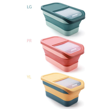 Recipiente Dobrável para Ração de Cães e Gatos de 6/15 Litros, Caixa para Ração Seca de Gatos com Tampas, Recipientes Herméticos para Armazenamento de Grãos e Arroz de Cozinha
