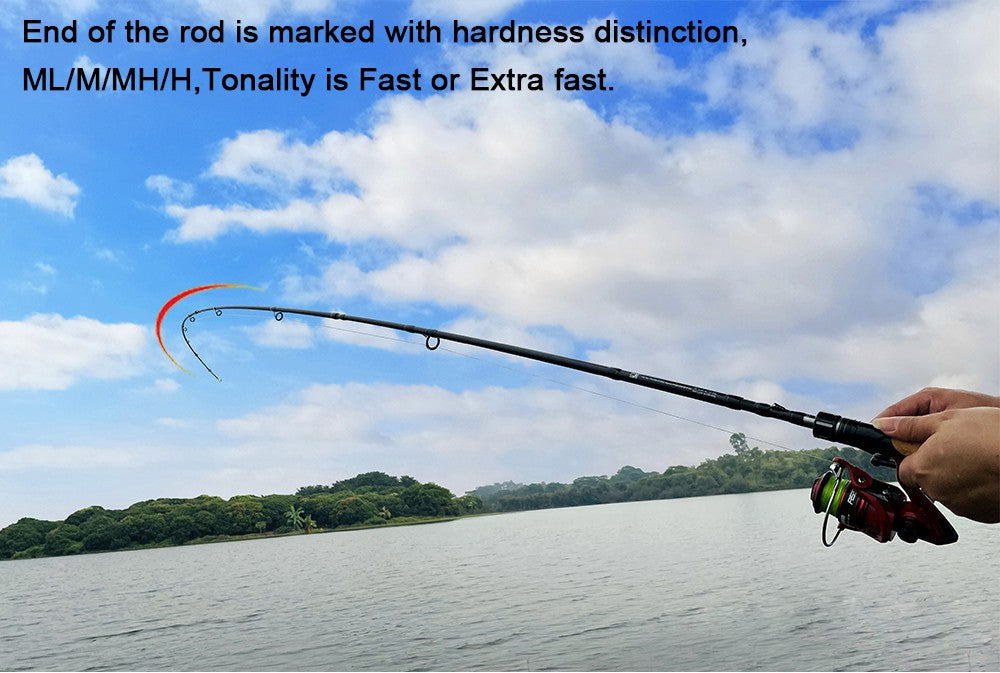 BIUTIFU Varas de Pesca Fuji para Spinning e Casting 1.98/2.1/2.4/2.7/3.0/3.3m Carbono T800 2 Pontas ML/M/MH/H Isca 5-80g Carretilha Vara Rápida