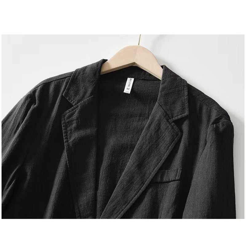 Stylish Retro Linen Blazer for Men Casual Business Formal Wear, Youthful and Loose Suit Jacket -70% Linen, 30% Cotton -8 Colors