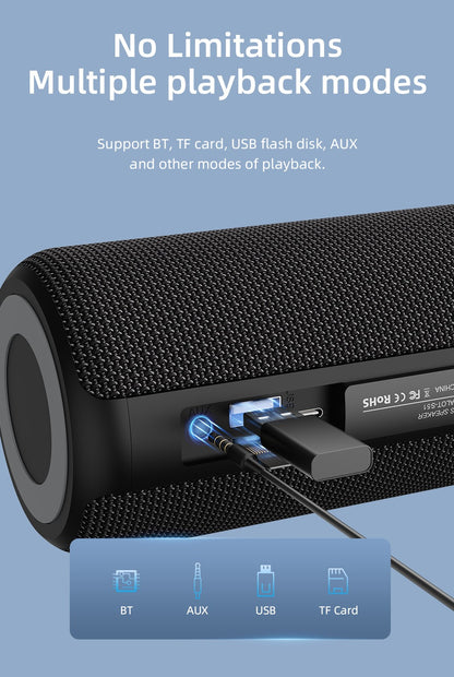 ZEALOT-S51 TWS Alto-falante Bluetooth Portátil Subwoofer de Graves Sem Fio Alto-falantes Externos À Prova D'água Caixa de Som Subwoof Suporte TF