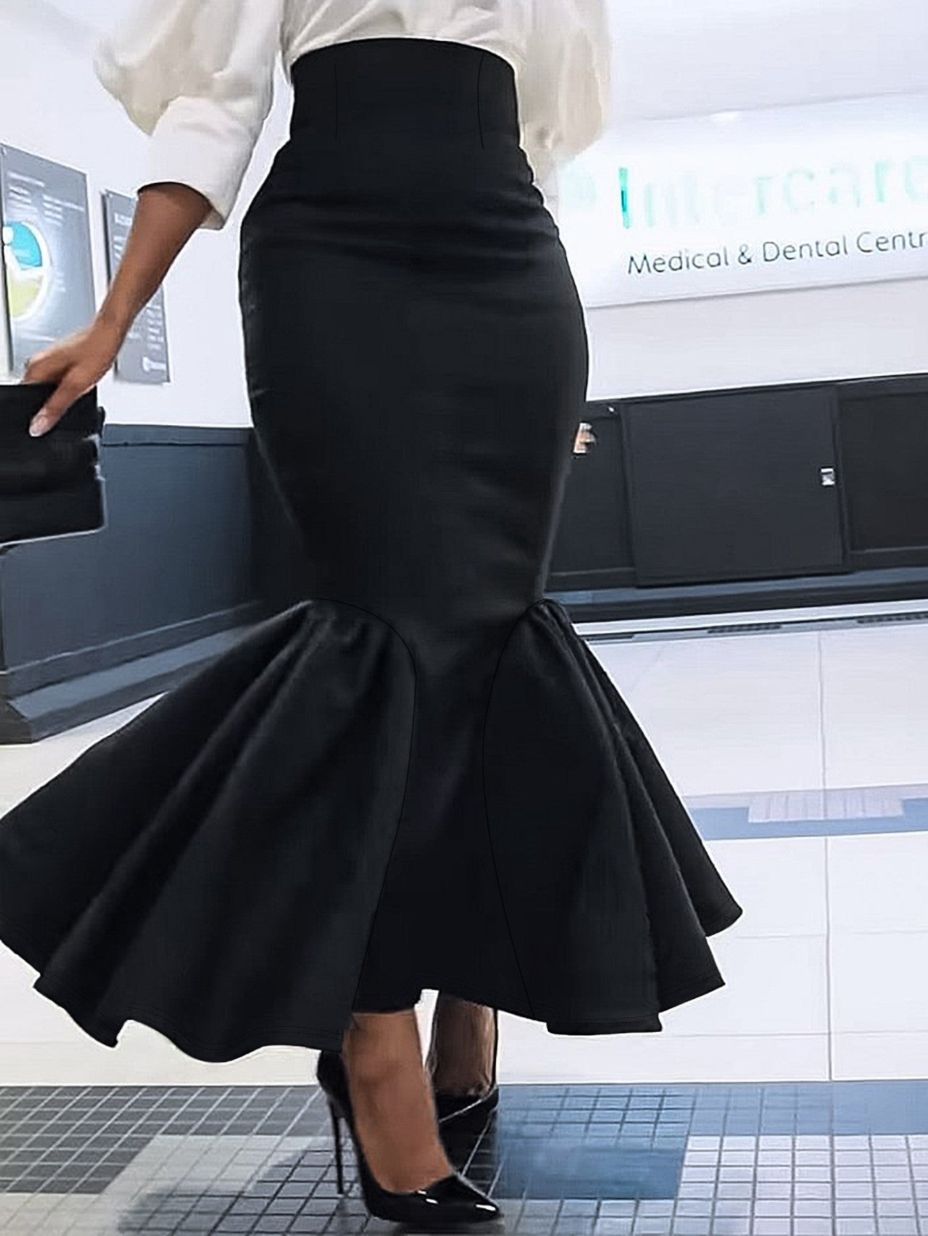 Ele Pure Color Wrap around Midi Skirt for Women Sli Faionable Transoceanic New Arrival A-Line Long Skirt