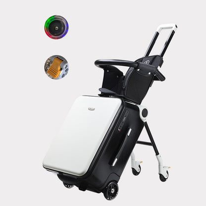Mala de Viagem Infantil com Rodas Giratórias, Malas Grandes com Design de Assento Infantil, Bagagem de Mão Rígida de 20 Polegadas para Viagem