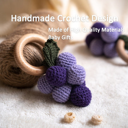 1 Brinquedo Chocalho de Crochê para Bebê Fruta Pulseira de Madeira com Design de Limão e Cereja Brinquedo Musical Chocalho para Bebês Brinquedos Mordedores Presentes para Recém-Nascidos