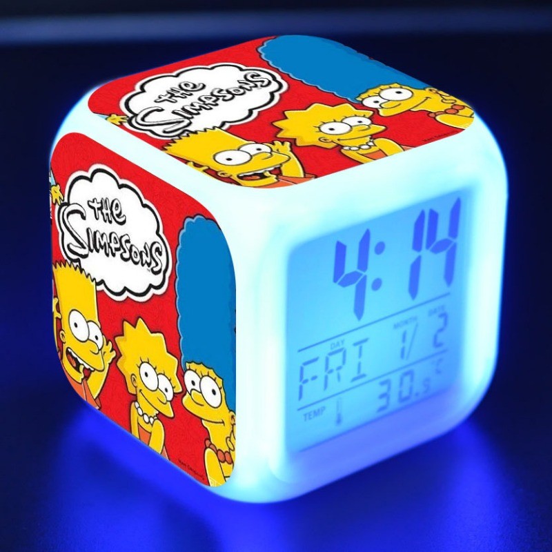 Simpsons Homer Relógio Despertador Digital LCD com Calendário Termômetro Relógio Despertador Portátil Decoração de Mesa Presentes Novo