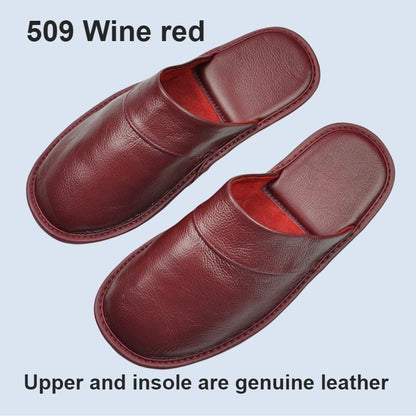 Genuine Cow Leather Slippers Homes in indoor slipper Spring Autumn summer men women elderly non-slip casual single Slides shoes