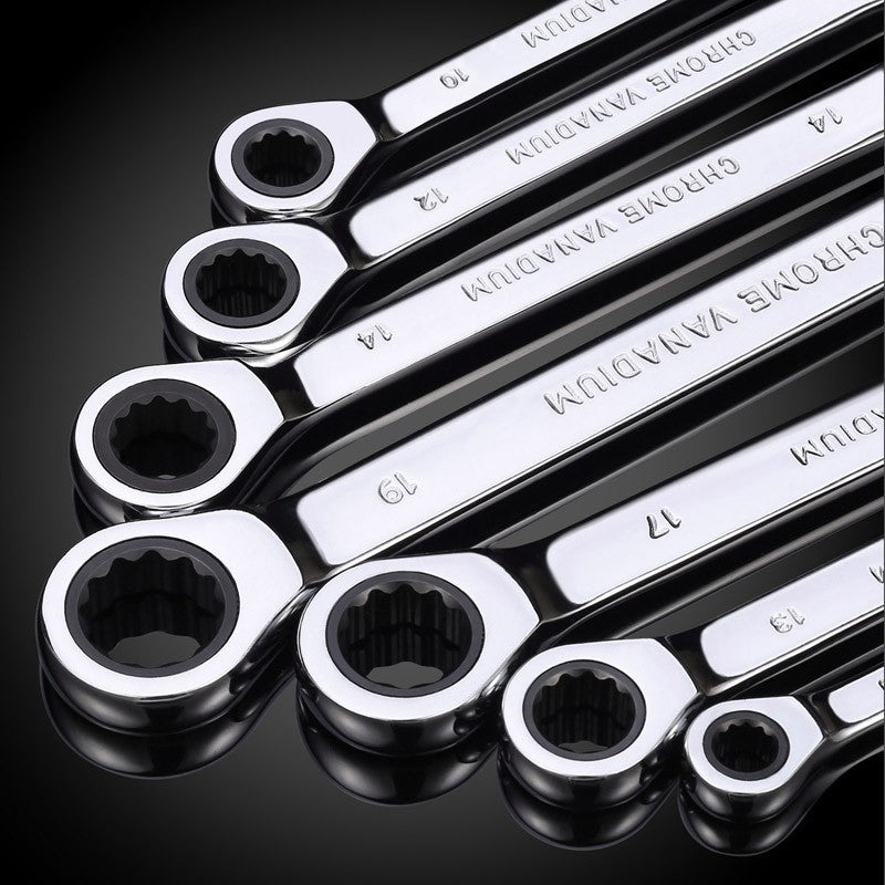Conjunto de Chaves Catraca Métricas e Standard, Chave Combinada de 12 Pontos com Boca Fechada, Conjunto de Ferramentas para Garagem, CR-V Totalmente Polido