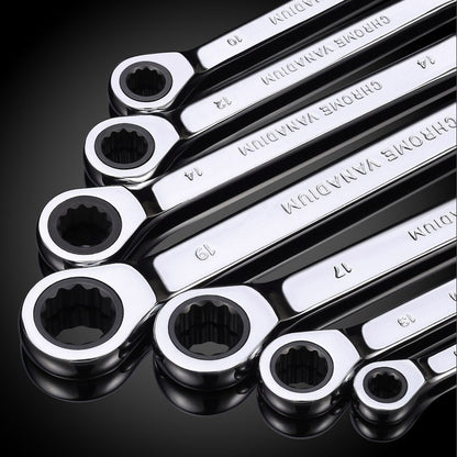 Conjunto de Chaves Catraca Métricas e Standard, Chave Combinada de 12 Pontos com Boca Fechada, Conjunto de Ferramentas para Garagem, CR-V Totalmente Polido