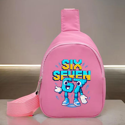 Children's Chest Bag Six Seven Mini Crossbody Bags for Girl Boy Italian Brainrot 6 7 Purses Handbags Long Strap Shoulder Bag