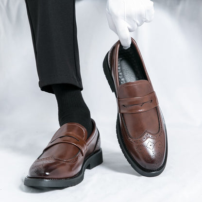 Men's Autumn Casual Leather Shoes Business Lazy Wedding Work Formal Comfortable Breathable Leather Footwear for Men