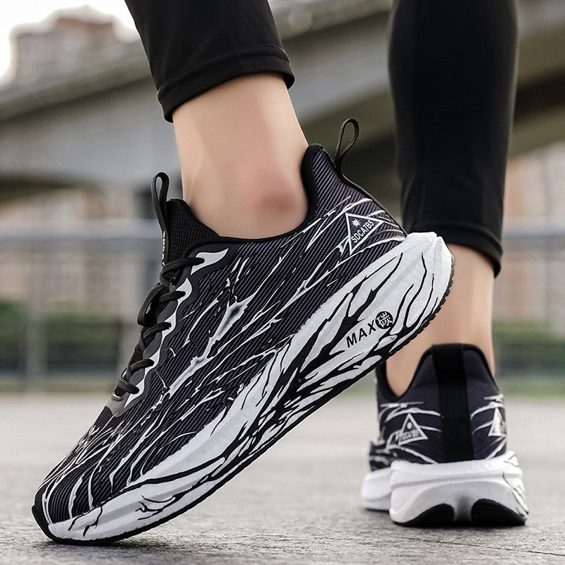 Unisex Running Shoes Breathe Mesh Fashion Lace Up Mens Womens Sneakers Cushioning Thick Sole Outdoor Tennis Shoes for Men Women