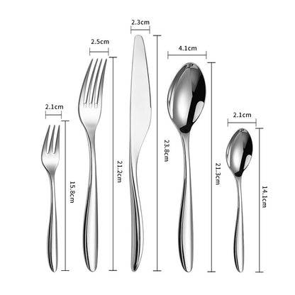 5Pcs 304 stainless steel tableware set steak knife fork cutlery set restaurant kitchen Home commercial high-end dinnerware