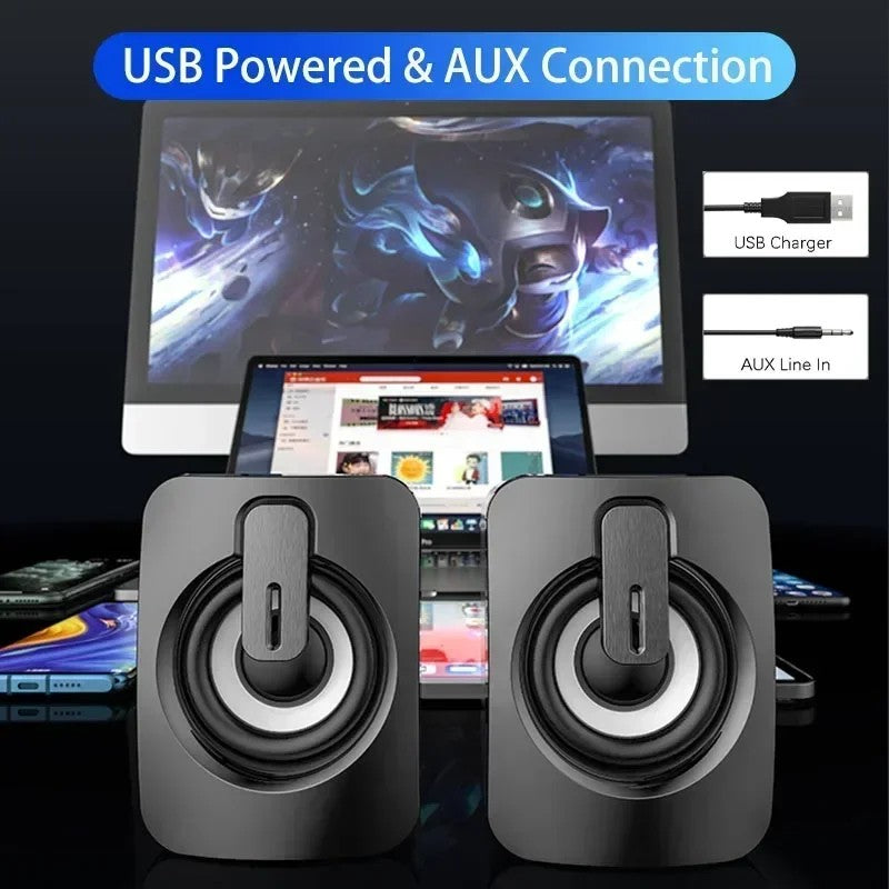 Alto-falante de computador estéreo com microfone AUX de 3,5 mm Alto-falante de PC para escritório doméstico para Macbook Desktop Notebook Computador