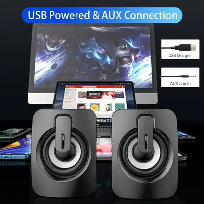 Alto-falante de computador estéreo com microfone AUX de 3,5 mm Alto-falante de PC para escritório doméstico para Macbook Desktop Notebook Computador