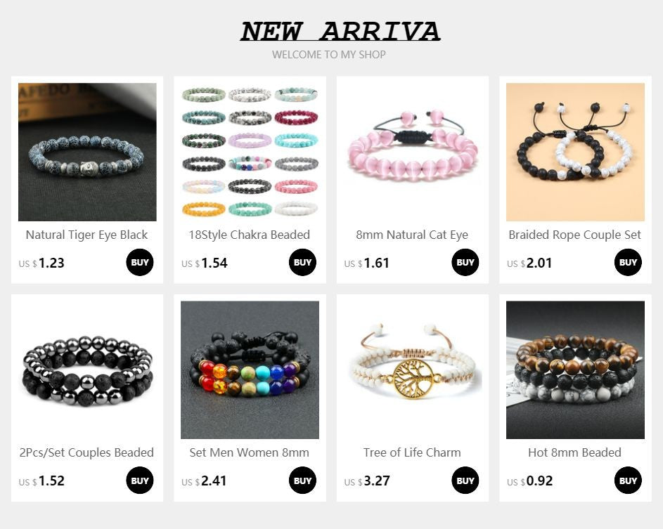 Pulseira Feminina/Masculina Ajustável Desgastada Preta, com Contas, Haltere, Joias de Yoga, Braceletes Originais
