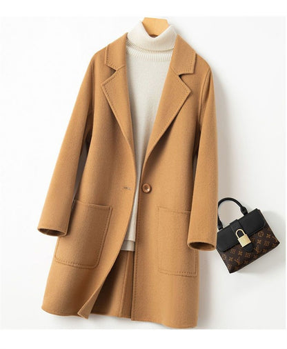 High-Quality Double-Sided Tweed Wool Coat Female 2025Autumn Winter New Woolen Jacket Women's Long Outerwear Fashion Overwear Top