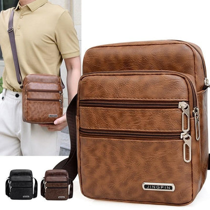 PU Leather Mens Sling Bag Messenger Shoulder Crossbody Bags Large Capacity Multifunctional Work Handbag For Daily Use