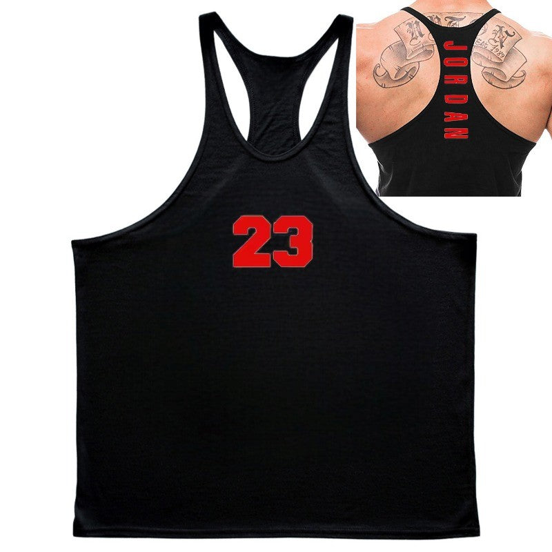 Men’s Tank Tops Summer Breathable Y-shaped Vest Outdoor Brand Pure Cotton Sleeveless Swearshirt Fitness Tops Basketball Jersey