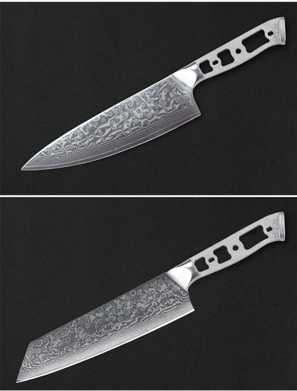 Lâmina Bruta para Facas de Cozinha TURWHO DIY, Aço Damasco 67 Camadas VG10, Faca Japonesa de Chef Santoku Kiritsuke para Fatiar e de Uso Geral